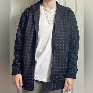 Black patterned zip up sweater